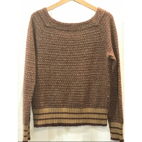 Nordstrom Hinge Maroon Tan Sweater Size M - Picture 2 of 7